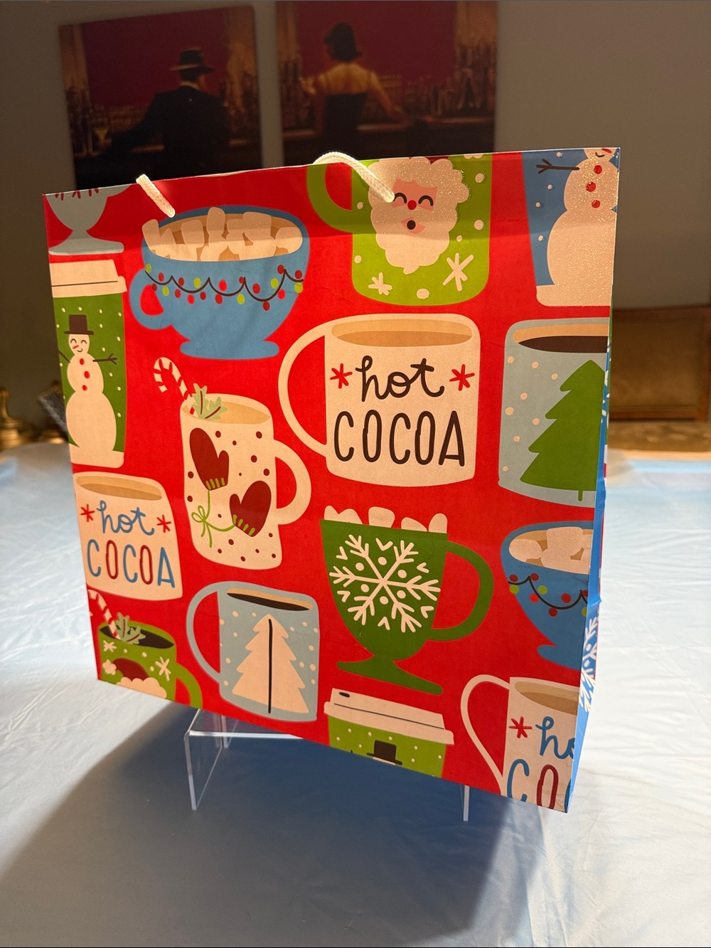 5 Festive Red Holiday Gift Bag Set with Plaid & Cocoa Designs - Picture 7 of 7
